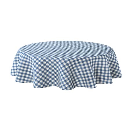 Obrus okrągły 130 x 130 cm granatowo-biała kratka (1,5x1,5cm)