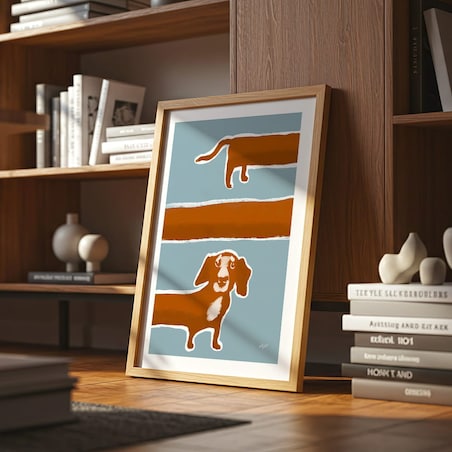 plakat długi pies 70x100