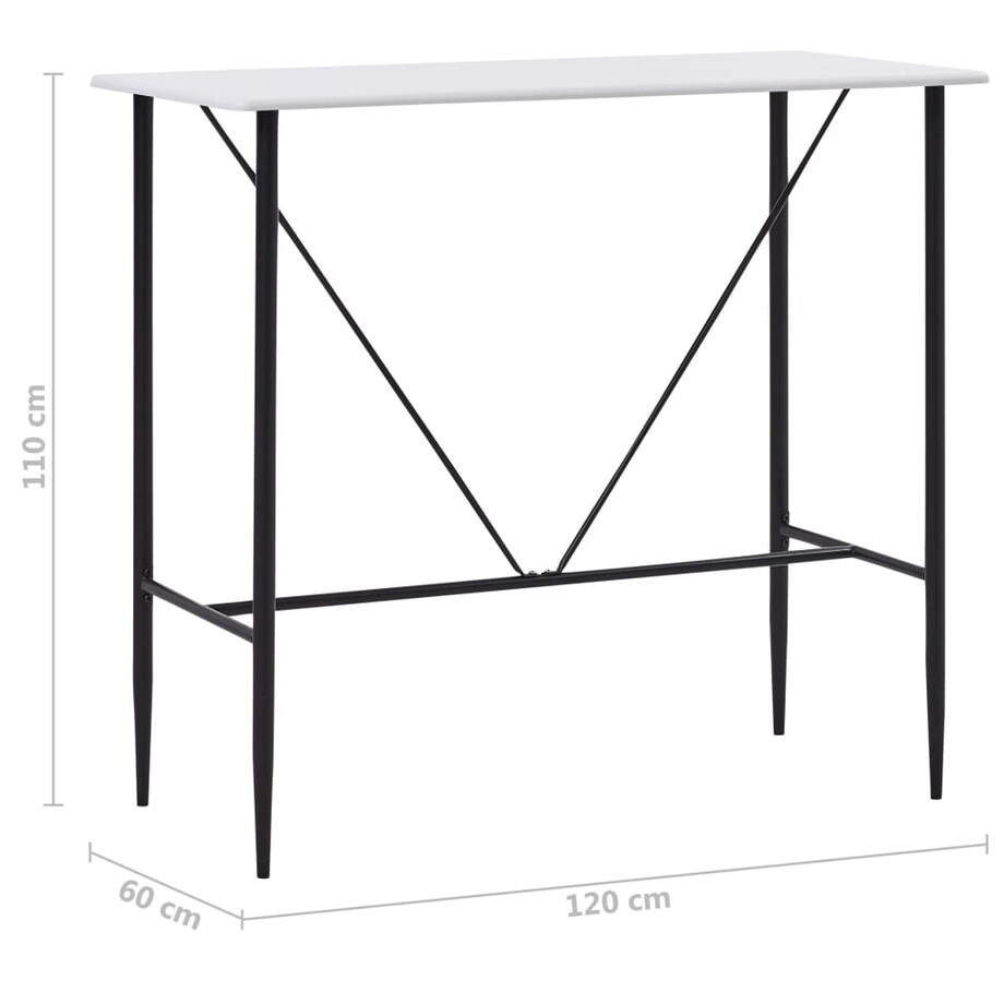 vidaXL Stolik barowy, biały, 120 x 60 x 110 cm, MDF