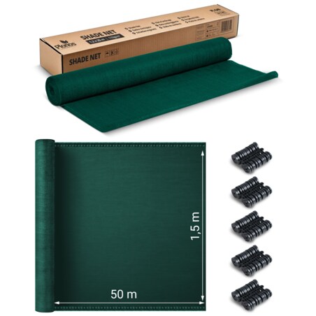 Siatka cieniująca Plonos 1,5x50m maskująca mata na płot ogrodzenie osłona zielona 90% + UV