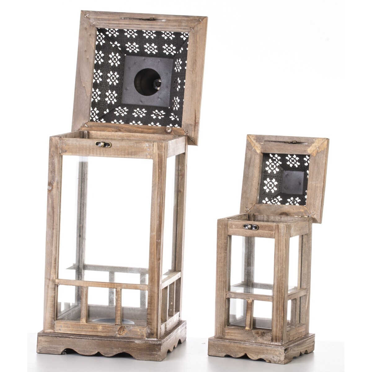 Lampion 2 szt. drewniany 60x23 cm i 40x15 cm TAITTI