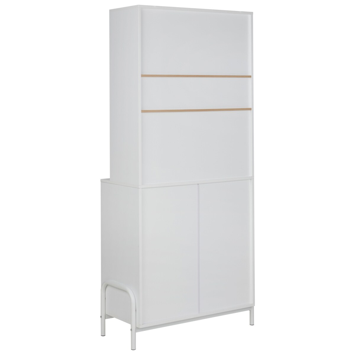 Szafka ze szklanymi gablotami biała PARLIN