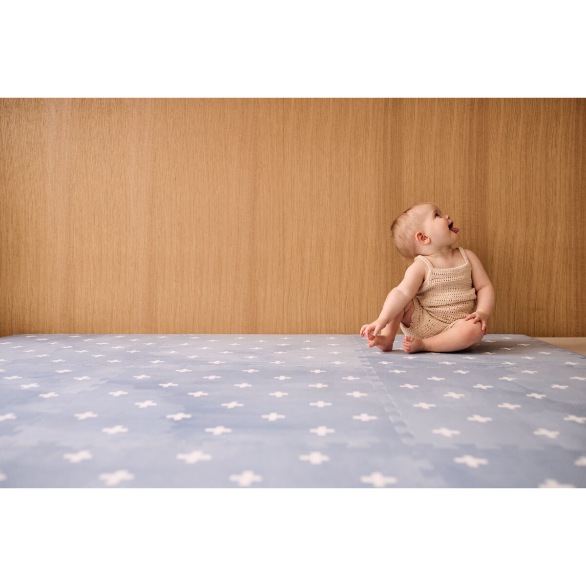 Mata Piankowa Puzzle OLYA KIDS wzór CROSS AZURE 120x180 cm