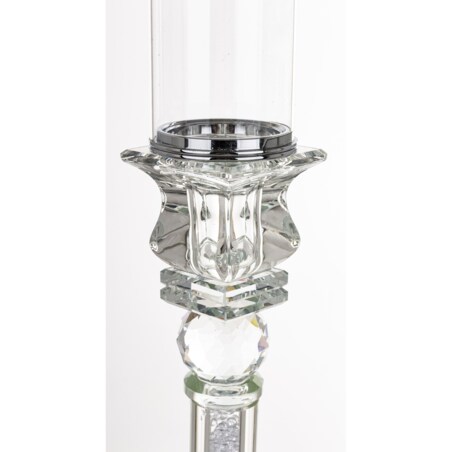 Świecznik szklany na 1 świecę z kloszem 70x9x9 cm RURKA biały mini