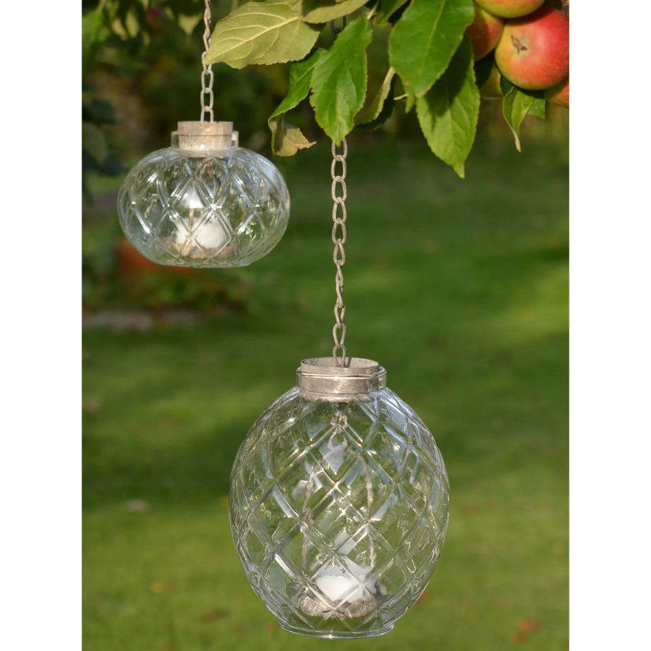 ŚWIECZNIK WISZĄCY SZKLANY SKANDYNAWSKI 18cm do zawieszenia tealight