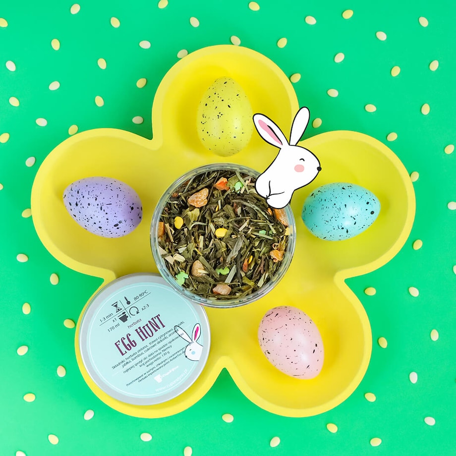 Herbata zielona o smaku EGG HUNT na wielkanoc 130g - prezent upominek na zajączka święta wielkanocne