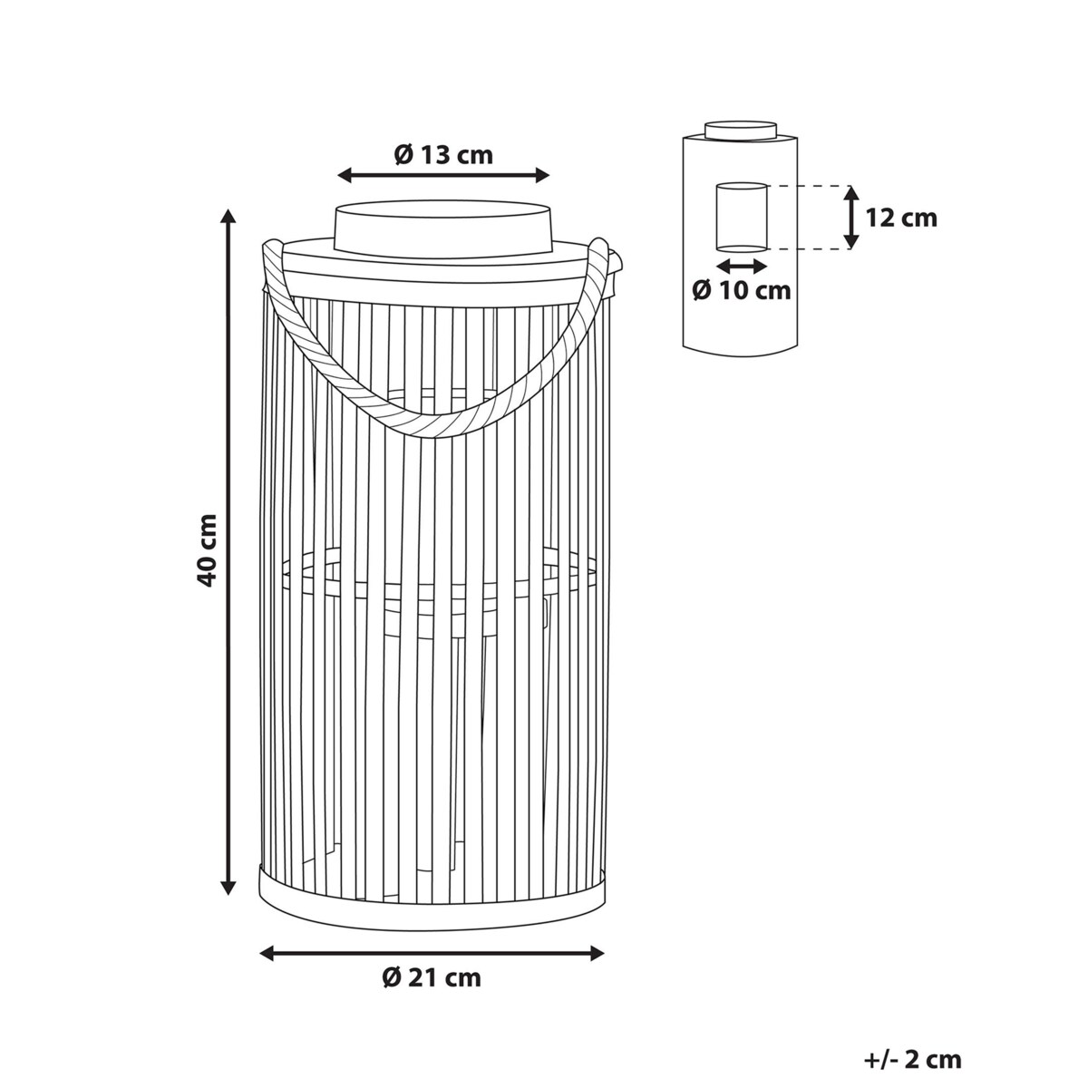 Lampion drewniany 40 cm czarny LUZON