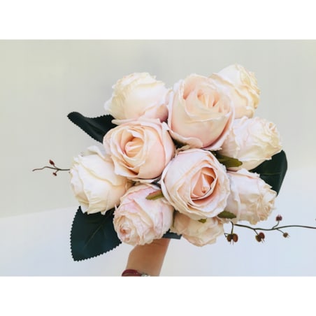 BUKIET róże sztuczne liście na stroik wiązanka do wazonu święta kremowe pik