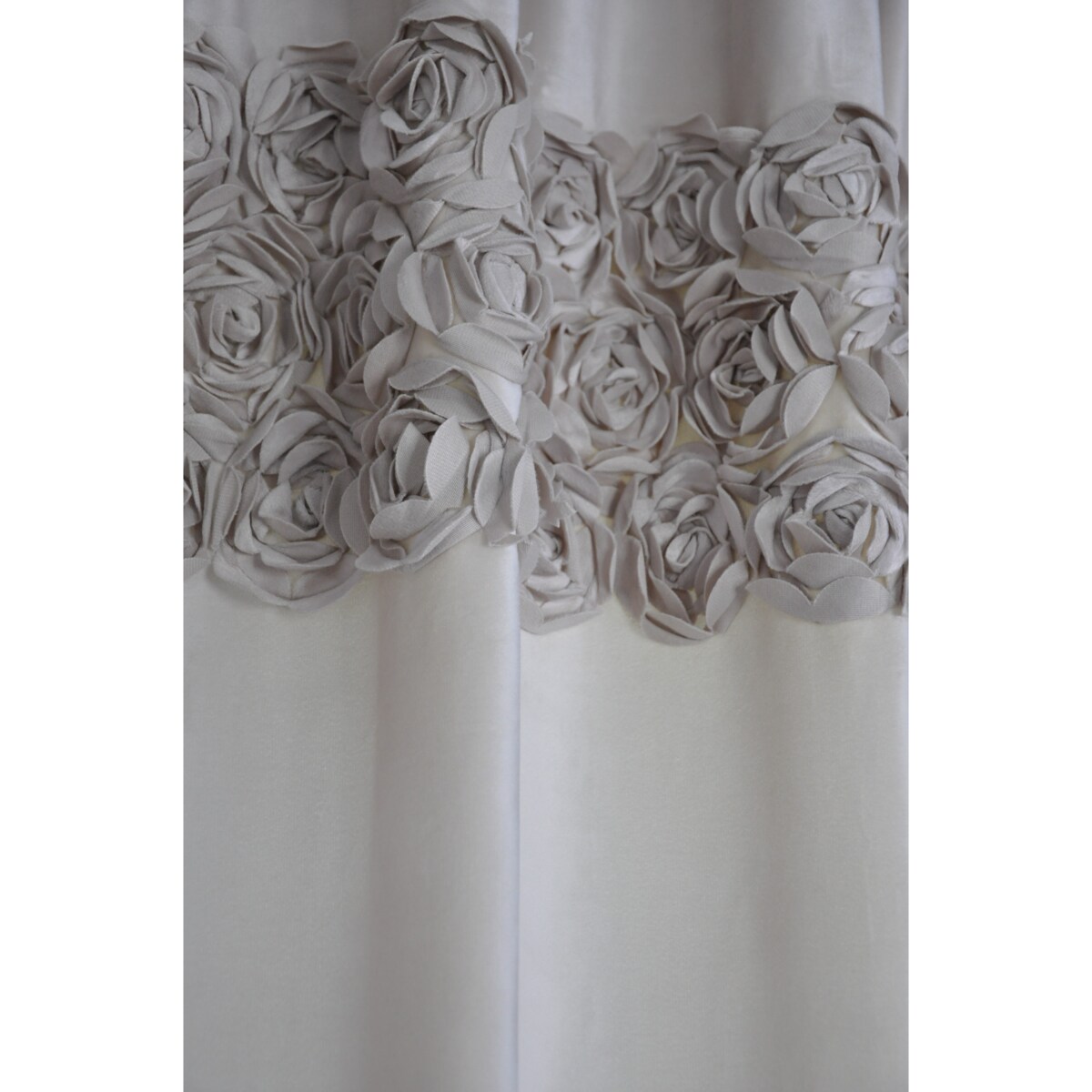 Zasłona welurowa "royal roses" z wyszywanymi różami 140x250 cm przelotka | jasny beż