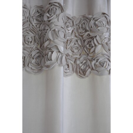 Zasłona welurowa "royal roses" z wyszywanymi różami 140x250 cm przelotka | jasny beż
