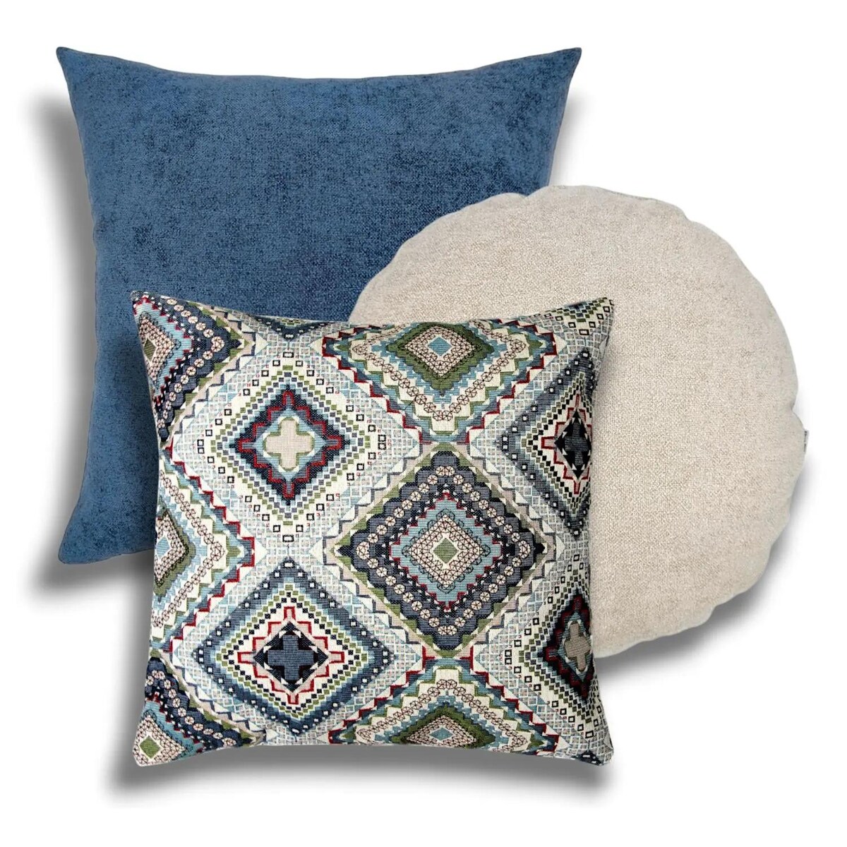 Niebieski zestaw poduszek dekoracyjnych Keto - trzyczęściowy