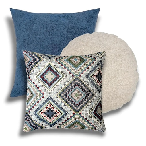 Niebieski zestaw poduszek dekoracyjnych Keto - trzyczęściowy