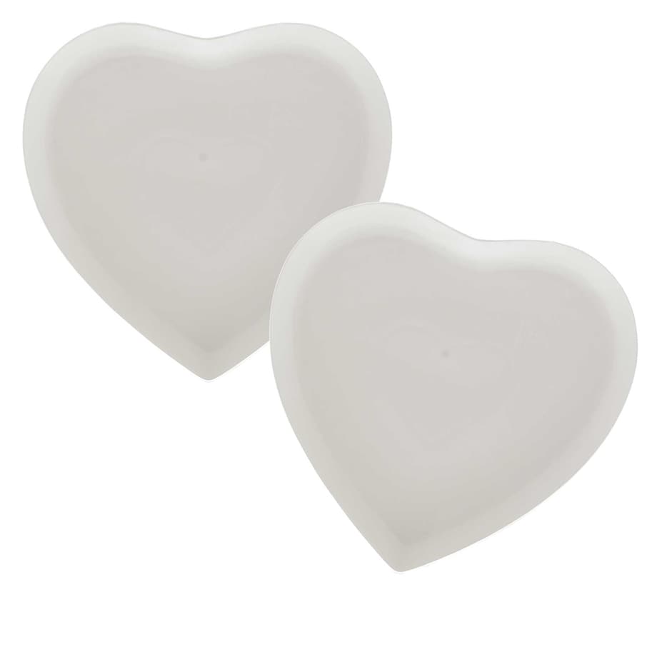 Zestaw 2 talerzyków do ciast Cupido serce - Biały, 17 cm