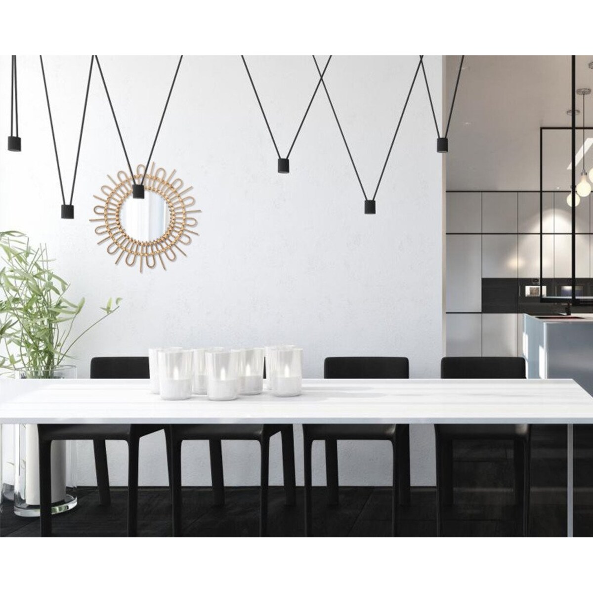 Lustro dekoracyjne z wikliny SOLEIL, Ø 50 cm