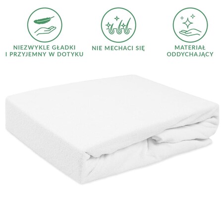 Prześcieradło z bawełny frotte z gumką 120x200 kolor biały