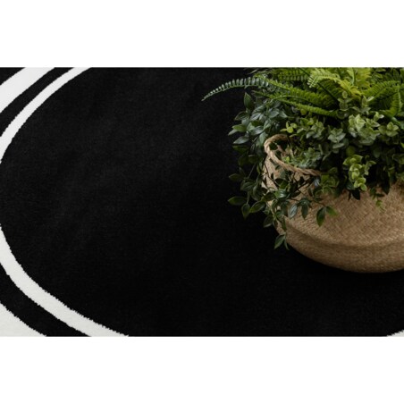 Dywan HAMPTON Border koło ramka czarny koło 120 cm