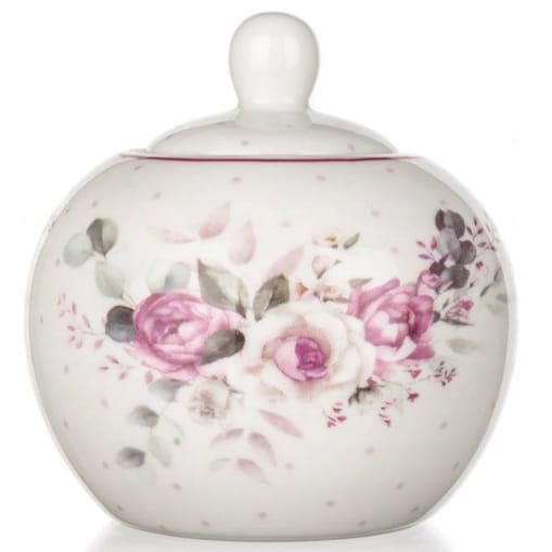 CUKIERNICZKA CUKIERNICA ceramiczna W RÓŻA kwiaty dekor pojemnik na cukier