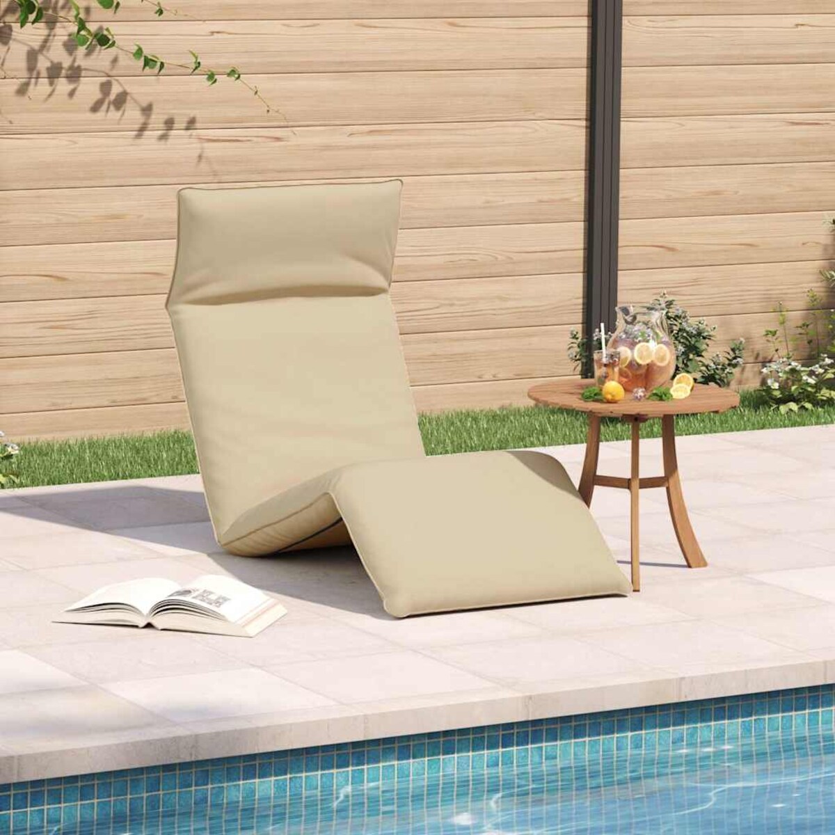 vidaXL Leżak składany beżowy 175x54x8,5 cm tkanina Oxford