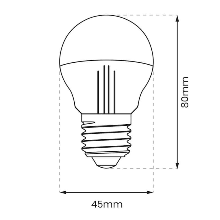 Złota żarówka filamentowa LED 4W G45 E27 2700K dekoracyjna, Milagro
