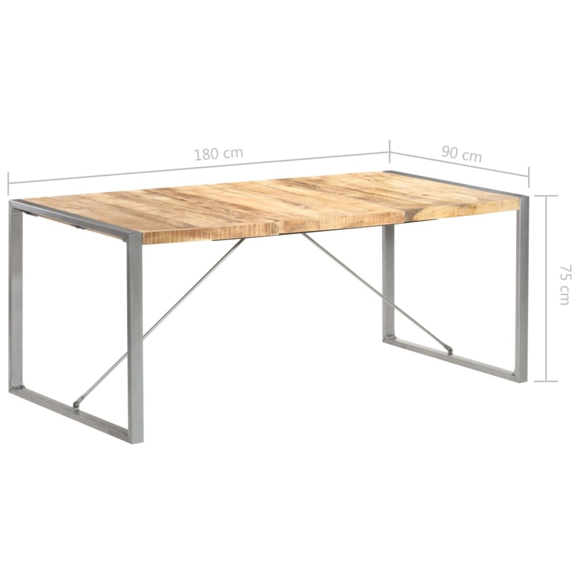 vidaXL Stół jadalniany, 180 x 90 x 75 cm, lite, surowe drewno mango