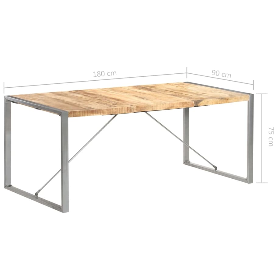 vidaXL Stół jadalniany, 180 x 90 x 75 cm, lite, surowe drewno mango