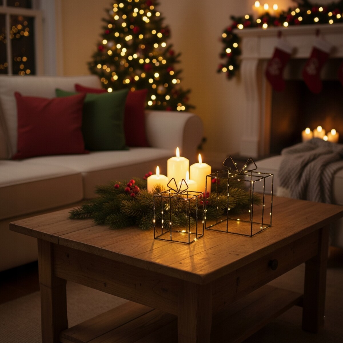 LAMPION LED ŚWIĄTECZNY DO DOMU OGRODU PREZENT 120 diod BOŻE NARODZENIE