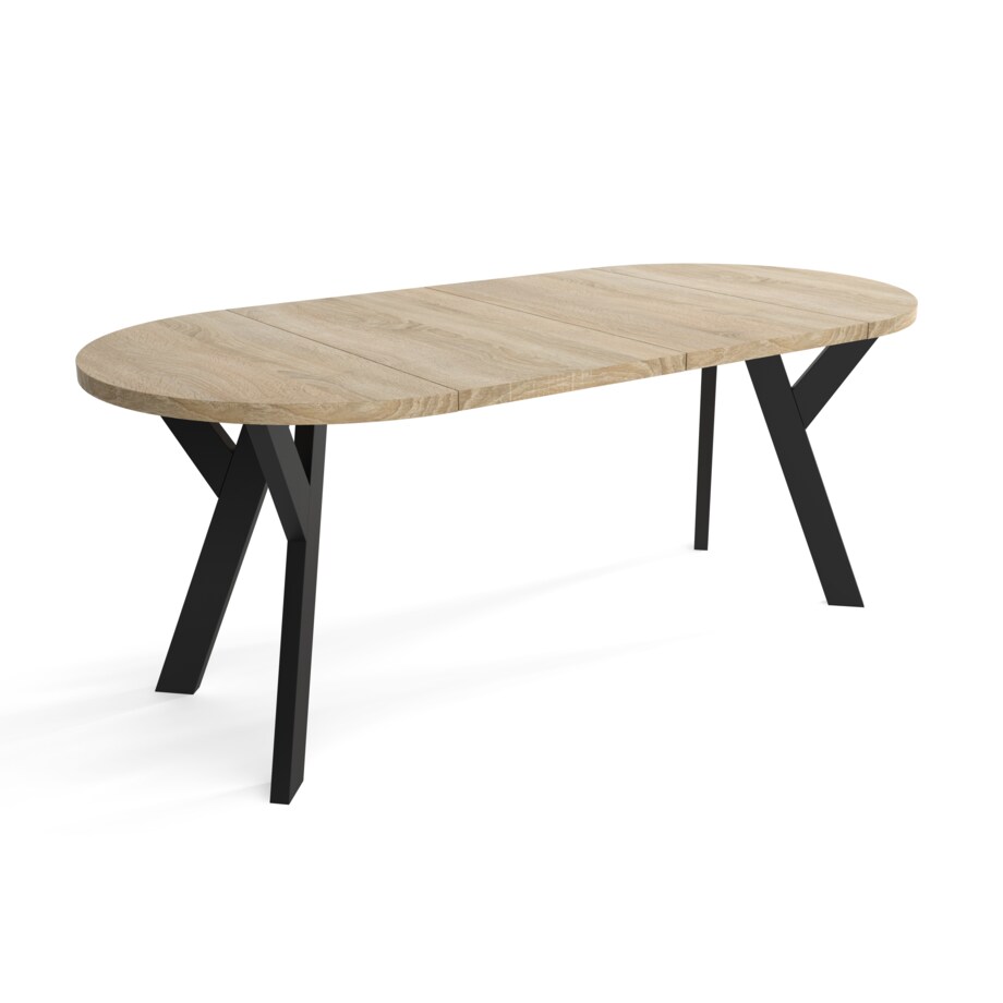 Stół rozkładany okrągły 90/190 - Dąb sonoma + n. czarne