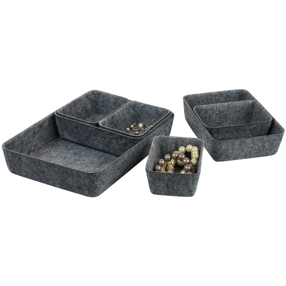 Zestaw filcowych organizerów w różnych rozmiarach