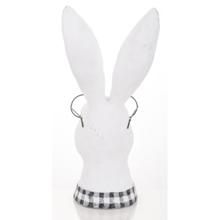 Figurka ceramiczna - popiersie króliczka w okularach i uszkach w kratkę