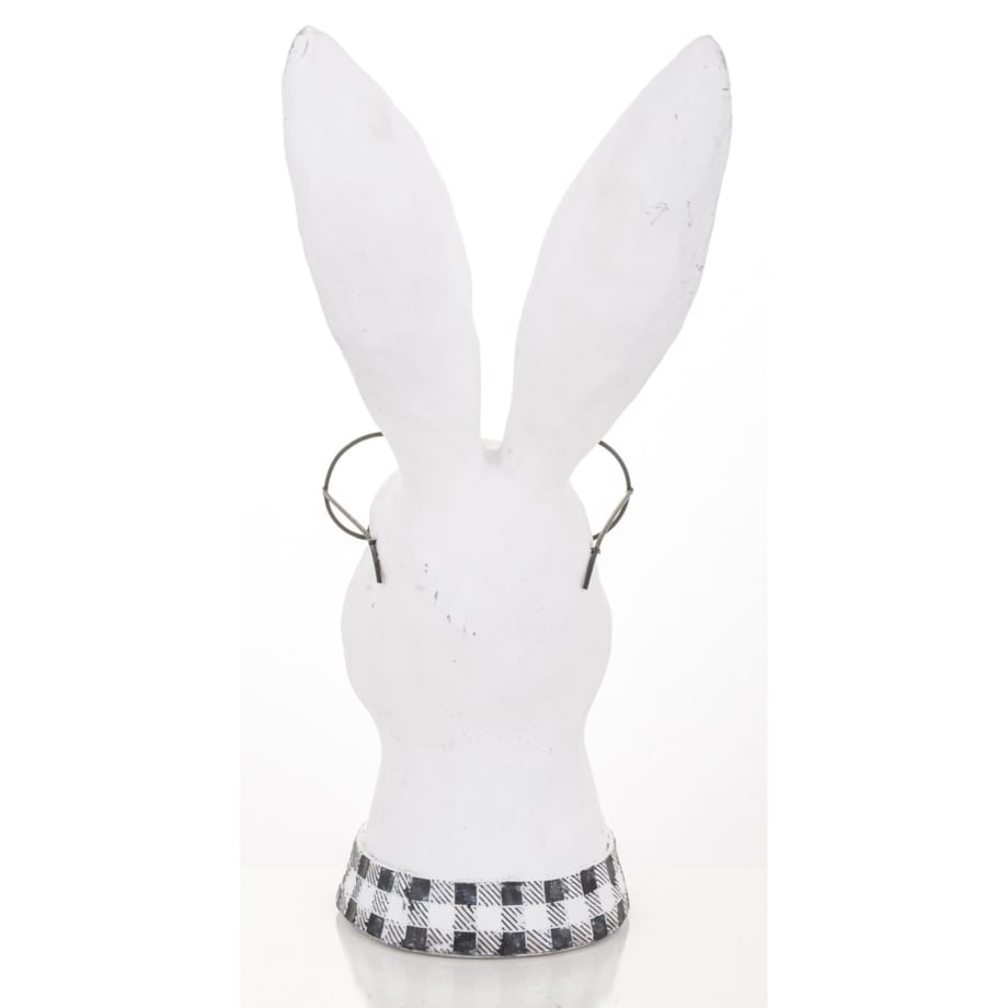 Figurka ceramiczna - popiersie króliczka w okularach i uszkach w kratkę