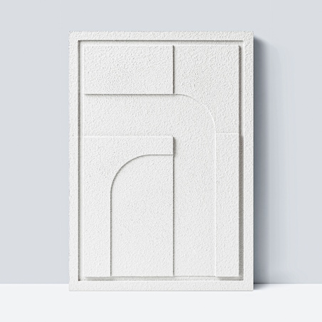 Obraz 3D 35x50cm Geometric IV – Dekoracja Ścienna z Tynku Naturalnego, Bianco Minimalistyczny Relief