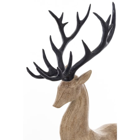 Figurka - leżący renifer 33,5x29x12,5 cm brązowy z czarnym porożem