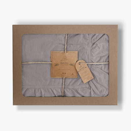 Pościel bawełniana 160x200 z falbanką Stonewashed Exclusive, Opal Grey