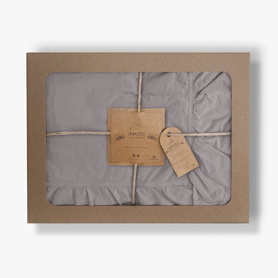 Pościel bawełniana 160x200 z falbanką Stonewashed Exclusive, Opal Grey