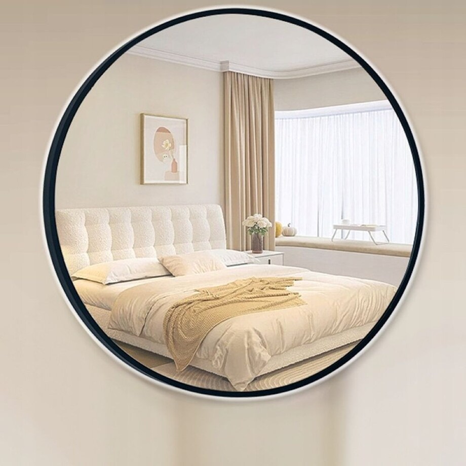 Duże lustro okrągłe industrialne łazienkowe salon sypialnia czarne 80cm xxl