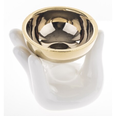 Kominek zapachowy ceramiczny 10x12x10,5 cm AROMA biało-złoty