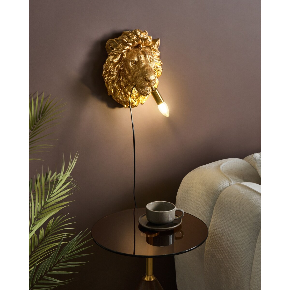 Lampa ścienna Lew SIMBA Złoty