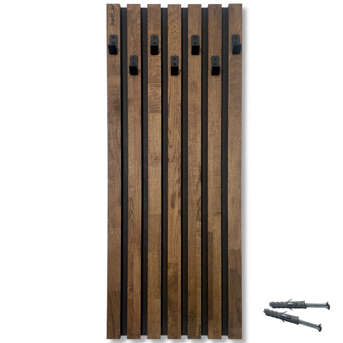 Drewniany wieszak na ubrania Lamele 98cm moduł 40cm brązowy