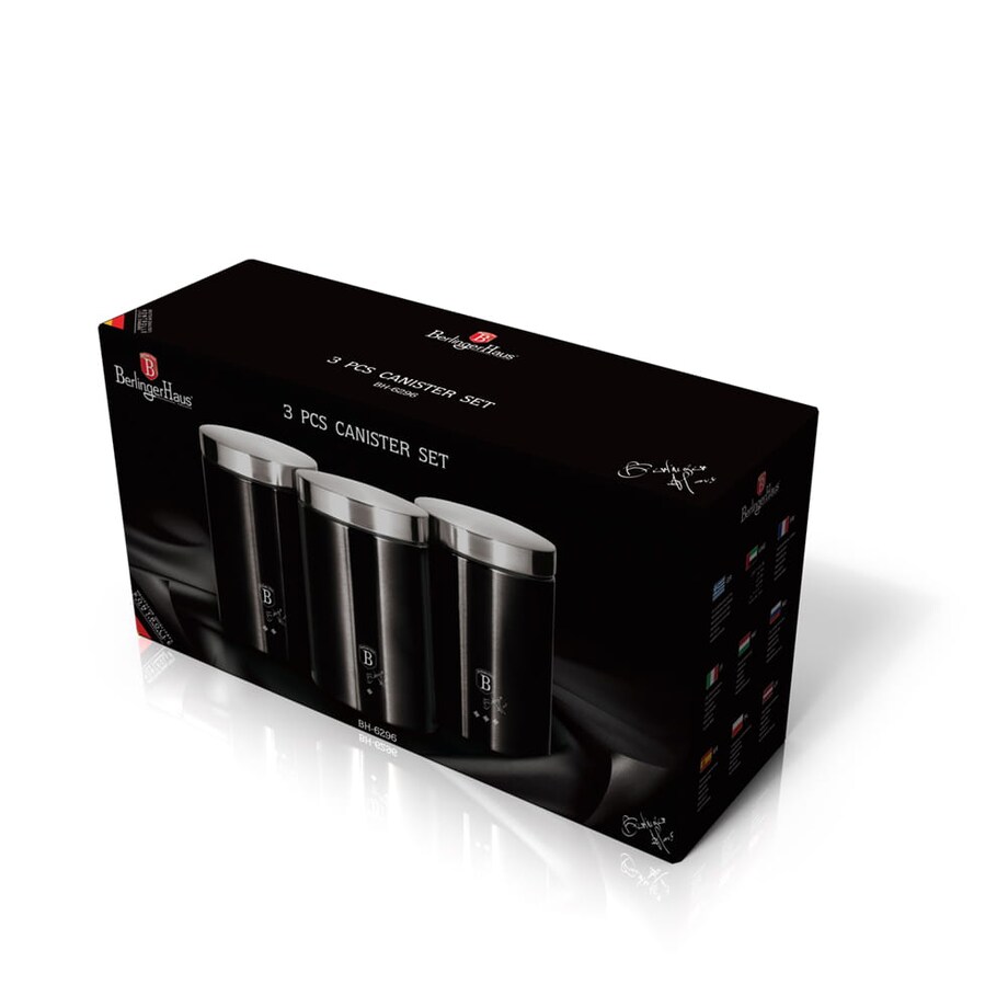 Zestaw 3 pojemników czarno-srebrnych Berlinger Haus BH-6296