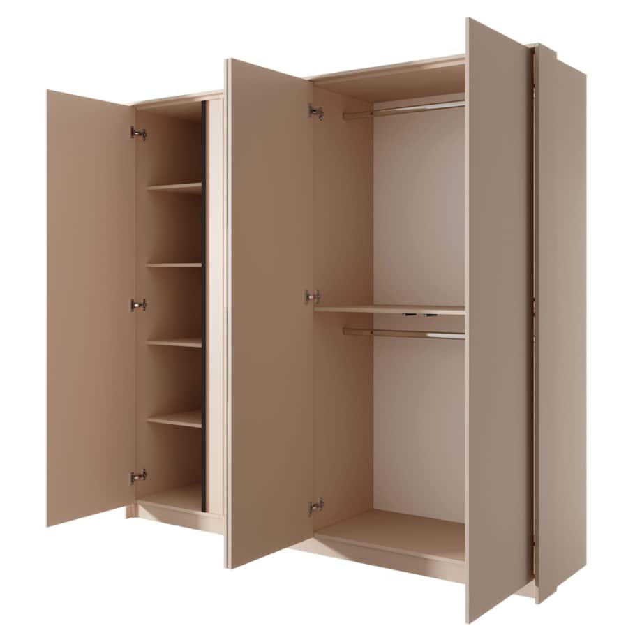 Pojemna Szafa 220 DASTIN z lustrem na drzwiach i oświetleniem LED beżowa