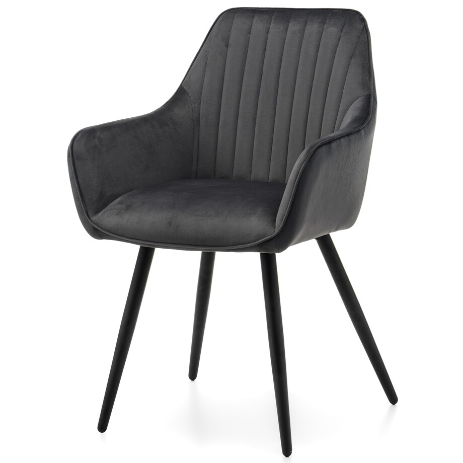 Krzesło tapicerowane pikowane welurowe do salonu jadalni nowoczesne PASSO szare