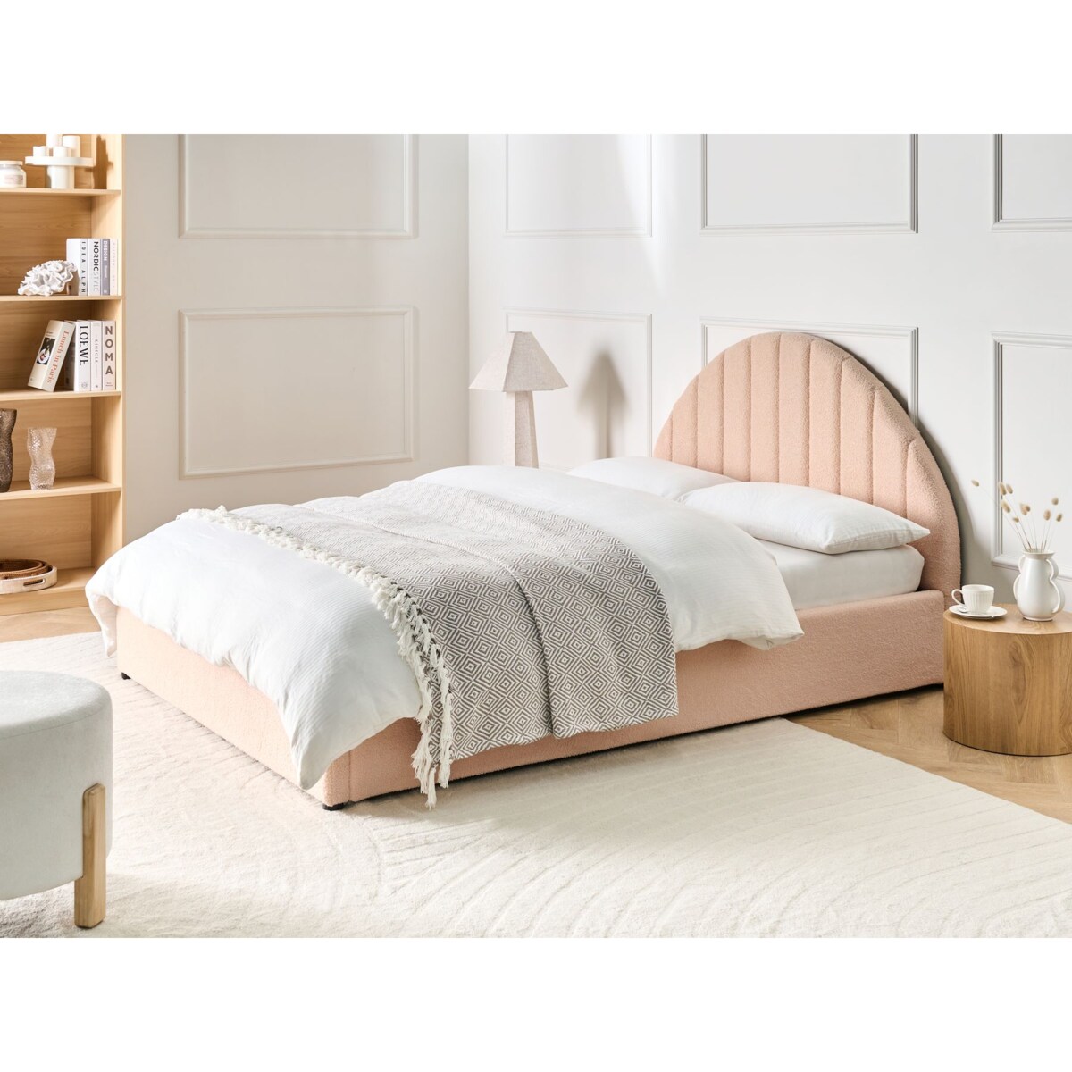 Łóżko z pojemnikiem Boucle CHADENET 140 x 200 cm Brzoskwiniowy