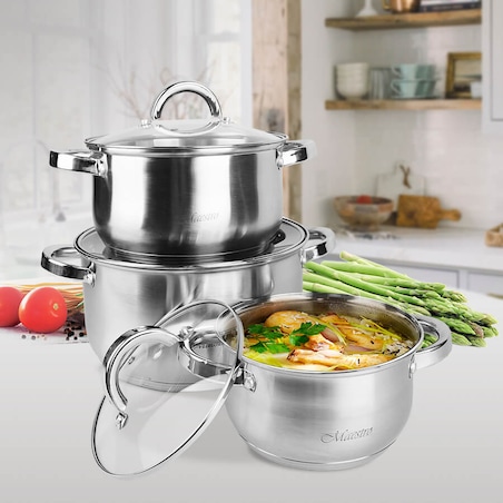 Zestaw garnków garnki komplet 6-ele 1.5L / 3L / 5L MAESTRO