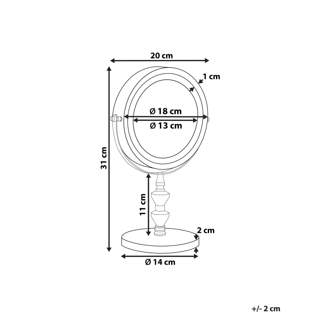 Lusterko kosmetyczne LED ø 20 cm srebrne LAON