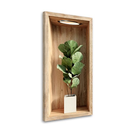 Obraz do salonu kuchni, Liście rośliny w drewnianej wnęce 60x120