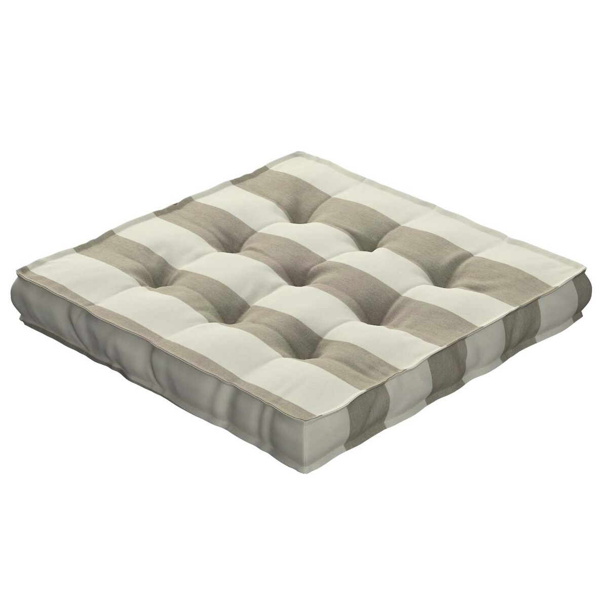 Poduszka na krzesło Kuba, beżowo-białe pionowe pasy (5,5cm), 40 x 40 x 6 cm, Quadro