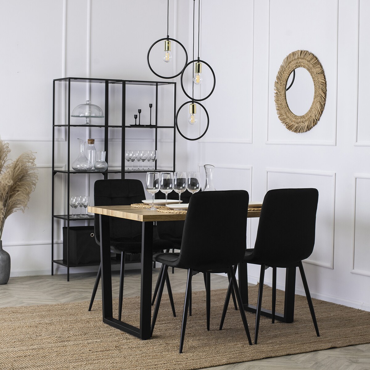 Krzesło Tapicerowane Pikowane Welurowe Kuchenne Do Jadalni Czarne PERU