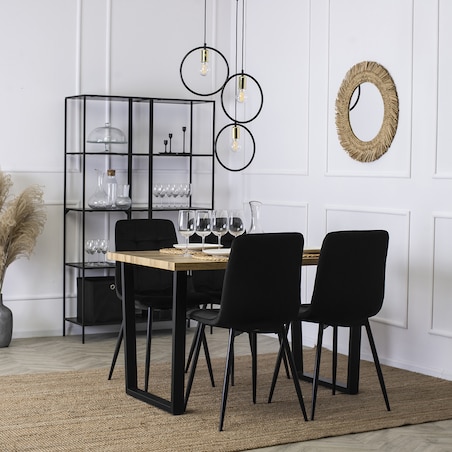 Krzesło Tapicerowane Pikowane Welurowe Kuchenne Do Jadalni Czarne PERU