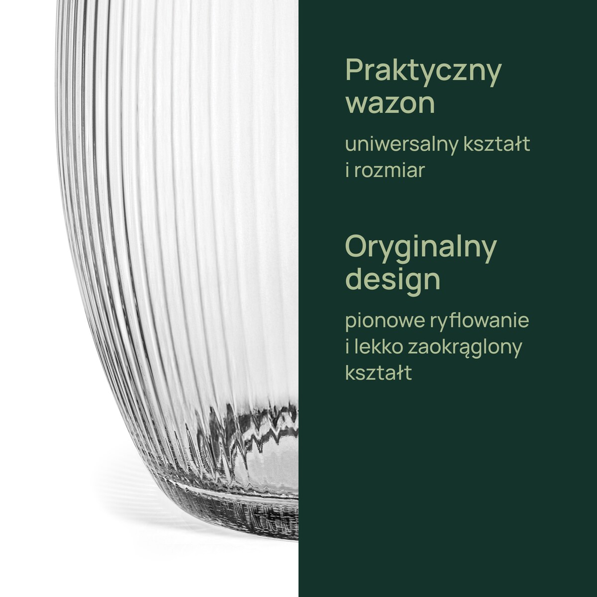 Wazon szklany prążkowany Lyra 19.8 cm
