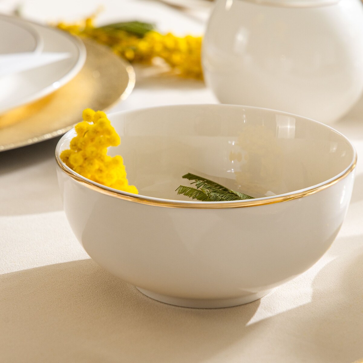 KONSIMO AD BELLA, Miska 6 szt., kolor ecru/złoty